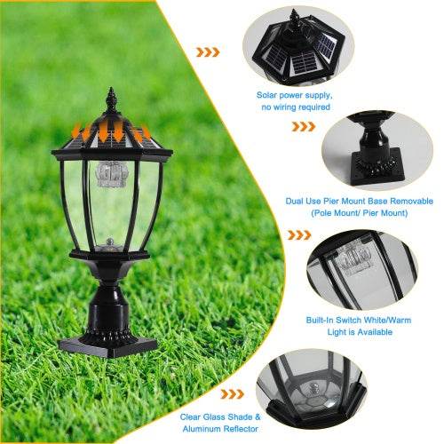 Solar Pillar Headlights With Dimmable LEDs - 2 Packs Landscape Pathway Light - www.Shopthatapp.com