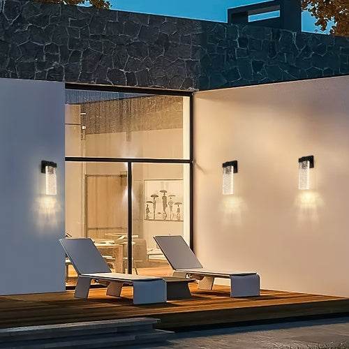 Outdoor Waterproof Transparent LED Crystal Wall Light Supports Many Types Of Bulb-2 Packs - www.Shopthatapp.com
