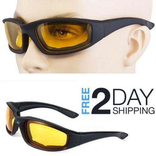Cycling Sunglasses Chopper Outdoor Sports Glasses For Men Wrap Around UV400 Protection For Fishing Night Driving Glasses Wind Resistant Yellow Lens - www.Shopthatapp.com