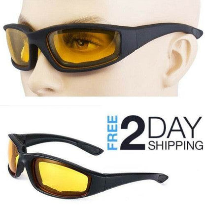 Cycling Sunglasses Chopper Outdoor Sports Glasses For Men Wrap Around UV400 Protection For Fishing Night Driving Glasses Wind Resistant Yellow Lens - www.Shopthatapp.com