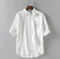 Men's Linen Stand Collar Loose Shirt - www.Shopthatapp.com