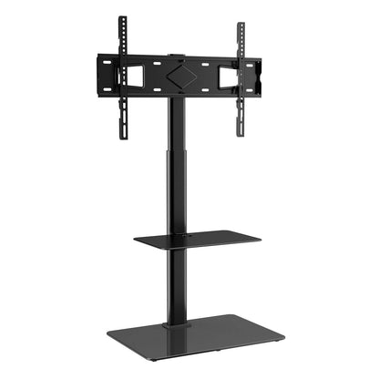 TV Stand Mount, Swivel Tall TV Stand For 32 To 65 Inch TVs, Height Adjustable Portable Floor TV Stand With Tempered Glass Base For Bedroom, Living Room - www.Shopthatapp.com