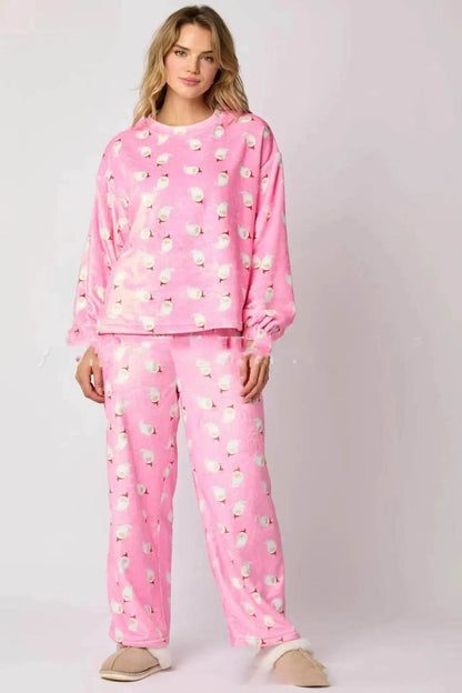 Women's Christmas Hat Pajamas Long Sleeve Trousers Suit - www.Shopthatapp.com