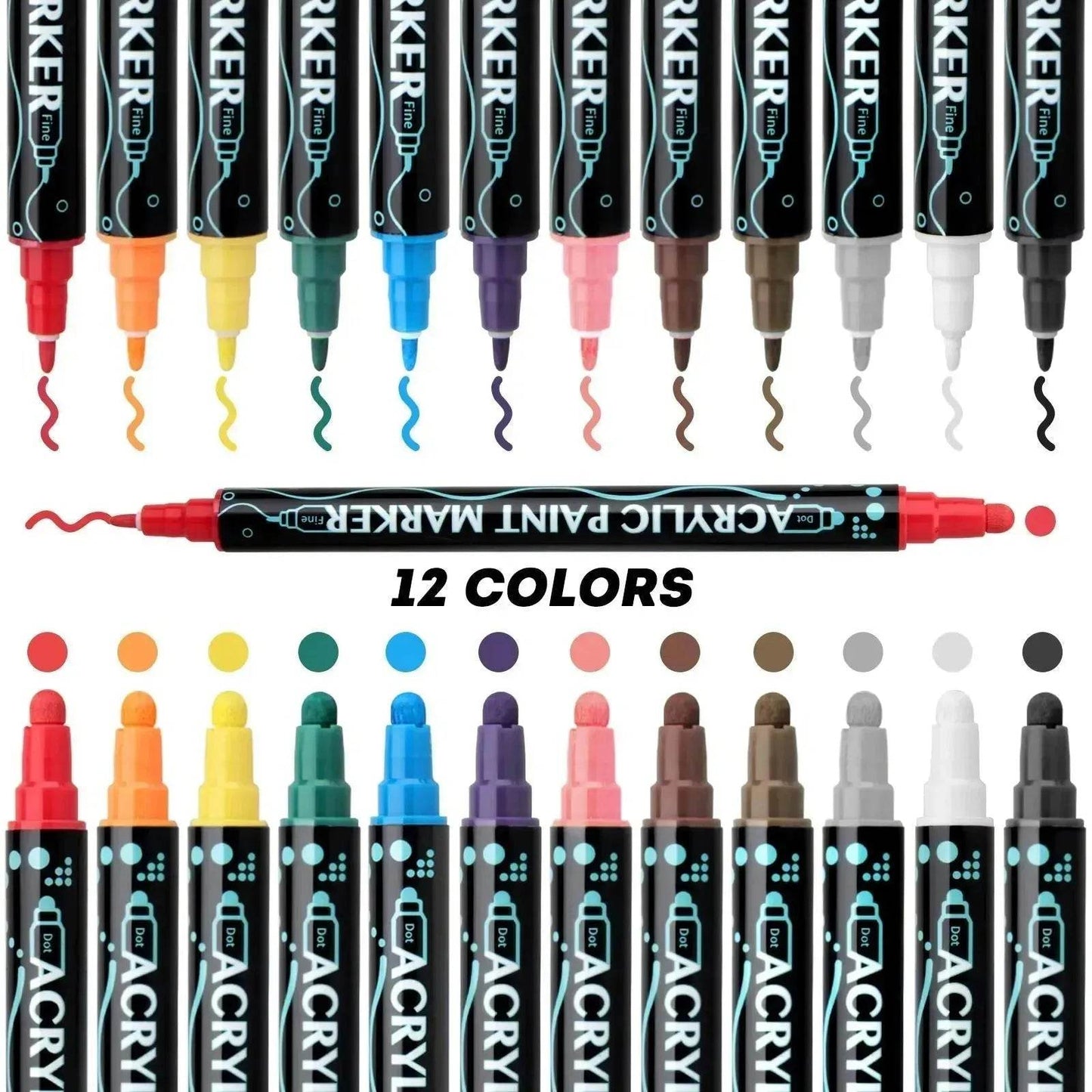 Acrylic Marker Pen Double-headed Stackable Water-based Paint Brush Paint Marker and Highlighter - www.Shopthatapp.com