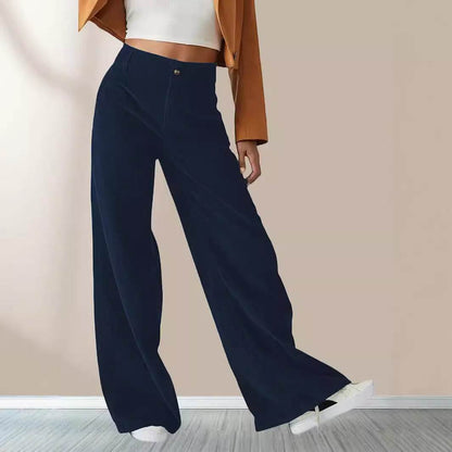 High Waist Drooping Slimming Casual Straight Pants Women's Corduroy Trousers - www.Shopthatapp.com