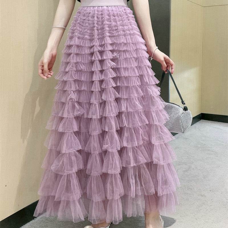 Cake Skirt Women's White Gauze long Layered tulle Skirt - www.Shopthatapp.com