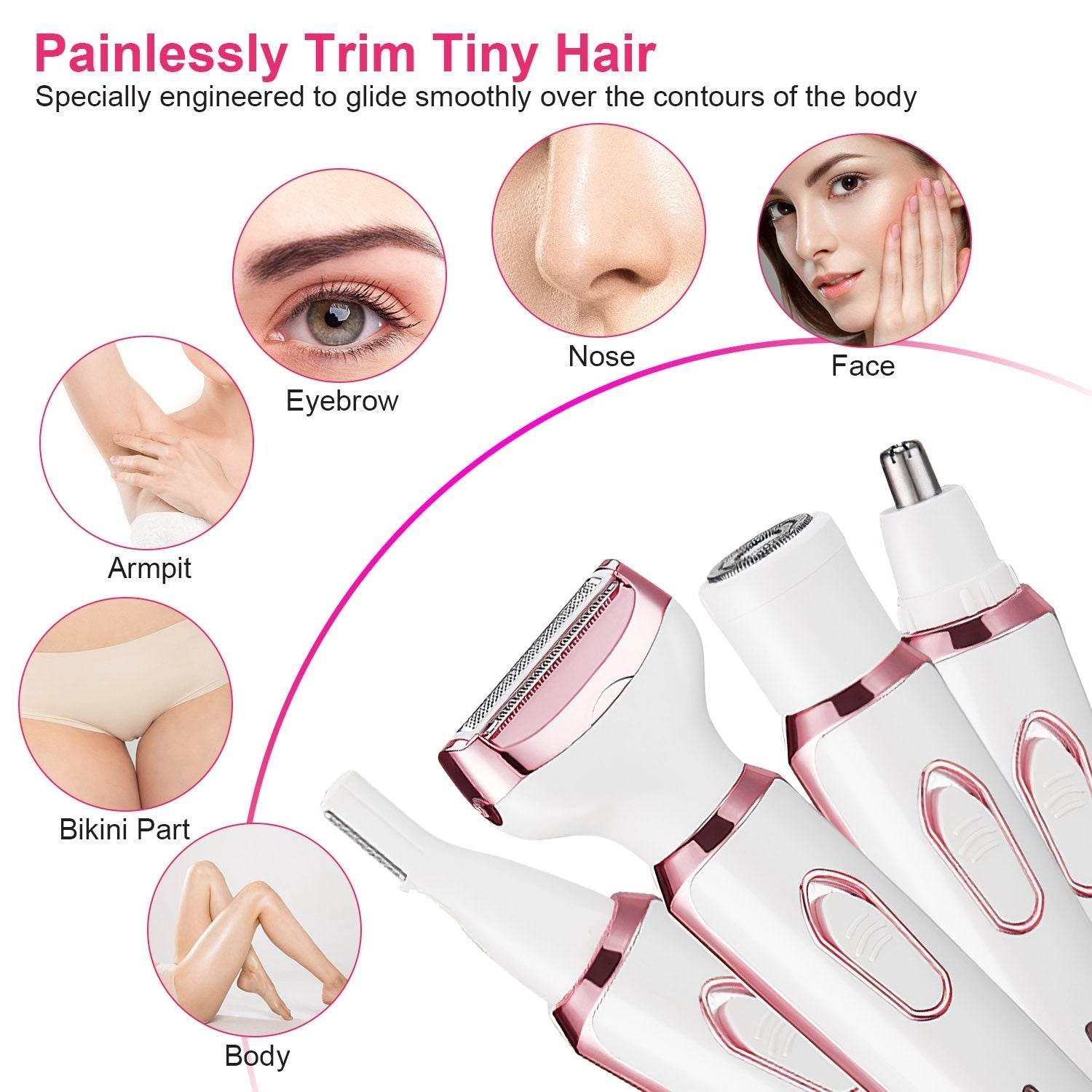 4 in 1 Painless Women Electric Hair Shaver trimmer for women - www.Shopthatapp.com