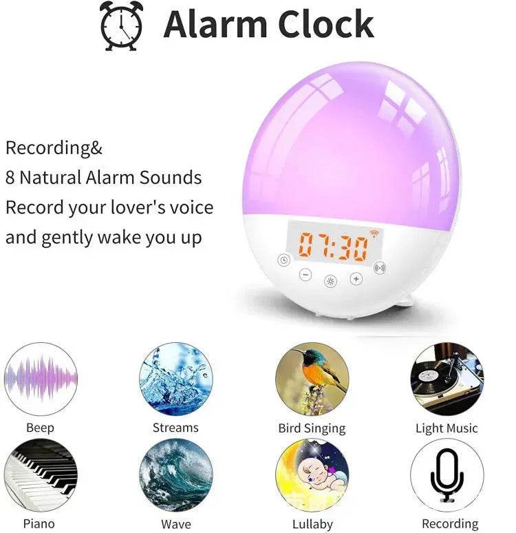 Wifi voice control smart wake-up light alarm clock - www.Shopthatapp.com