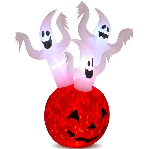 5.9 FT Halloween Inflatable Pumpkin Ghost Outdoor Decorations, Scary Blow Up Yard Decor With Built-in LED Lights For Holiday Party Yard Lawn Garden Decor Indoor Outdoor - www.Shopthatapp.com
