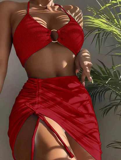 3pcs Halter Bikini Summer Fashion Personalized Three-point Beach Swimsuit For Women - www.Shopthatapp.com