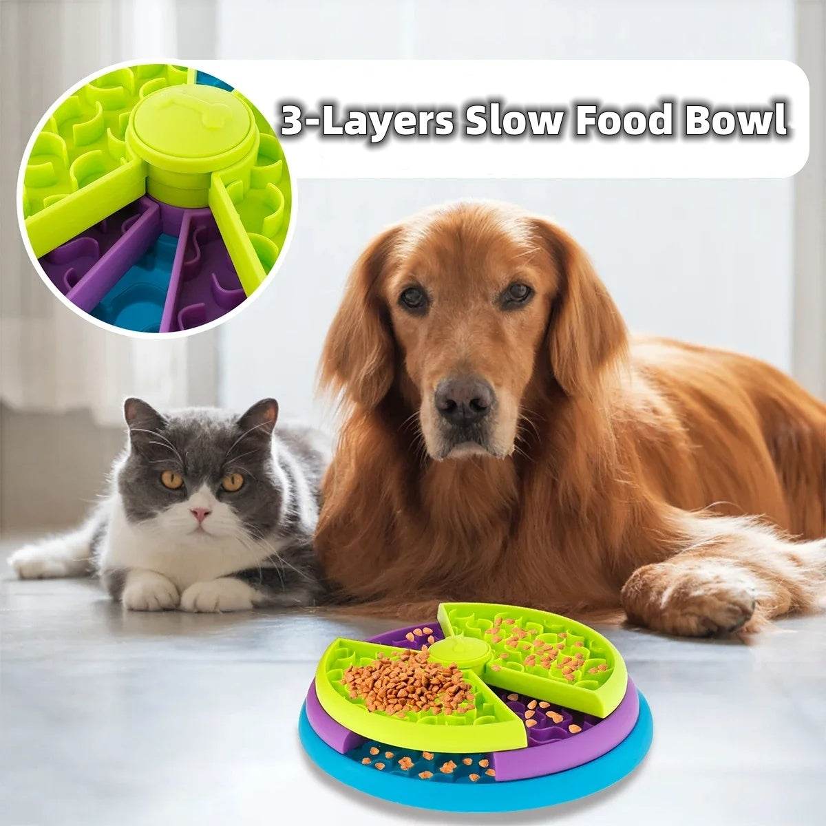 3 Layer Pet Dog Slow Feeder Bowl Anti Choking Puzzle feeder for Dog - www.Shopthatapp.com
