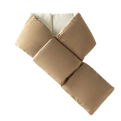 Warm Cross-design Pocket Scarf For Women Winter Outdoor Sports Skiing Cold-proof Down Cotton Plus Velvet Short Scarf - www.Shopthatapp.com