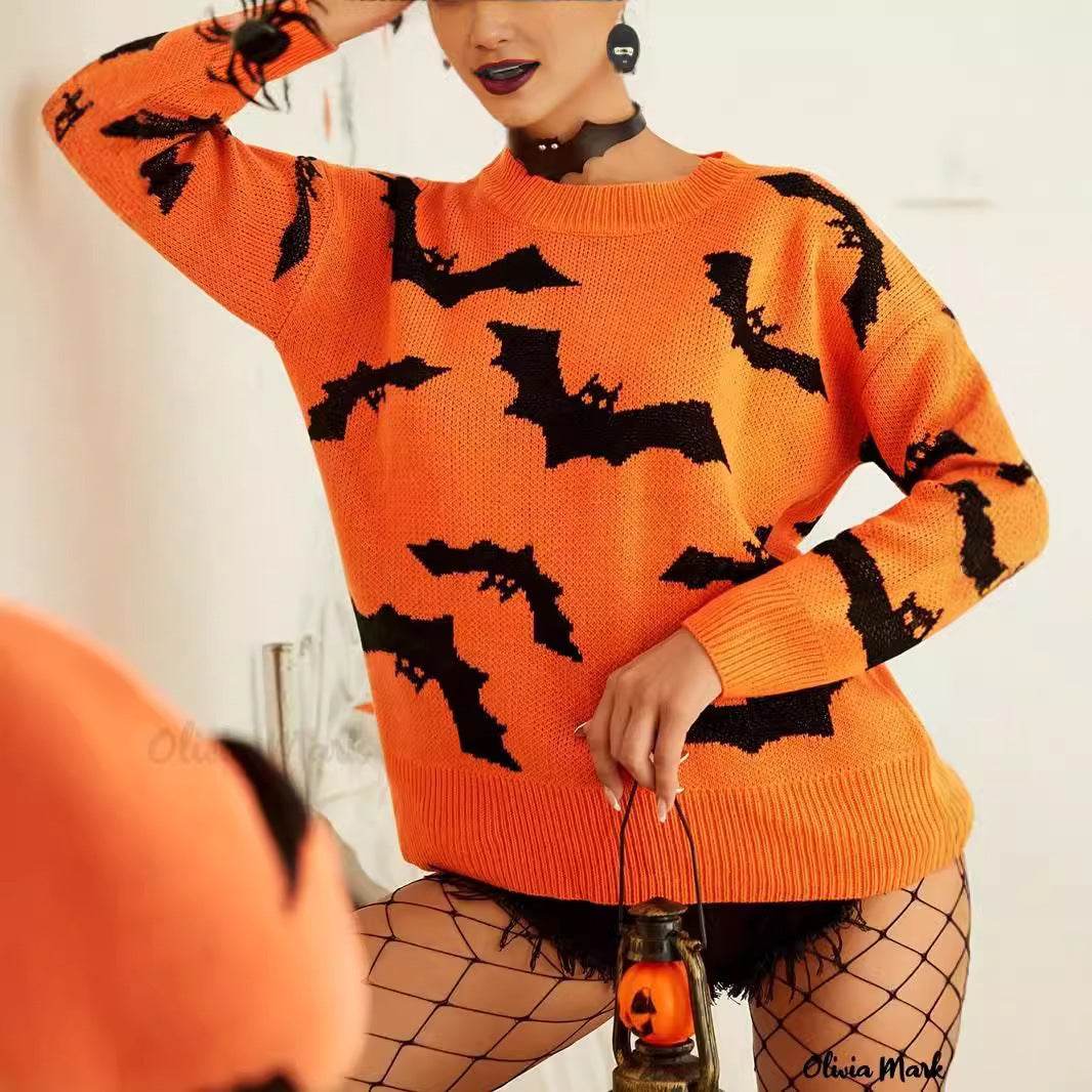 Fashion Women's Wear Long Sleeve Halloween Brocade Sweater Knitted - www.Shopthatapp.com