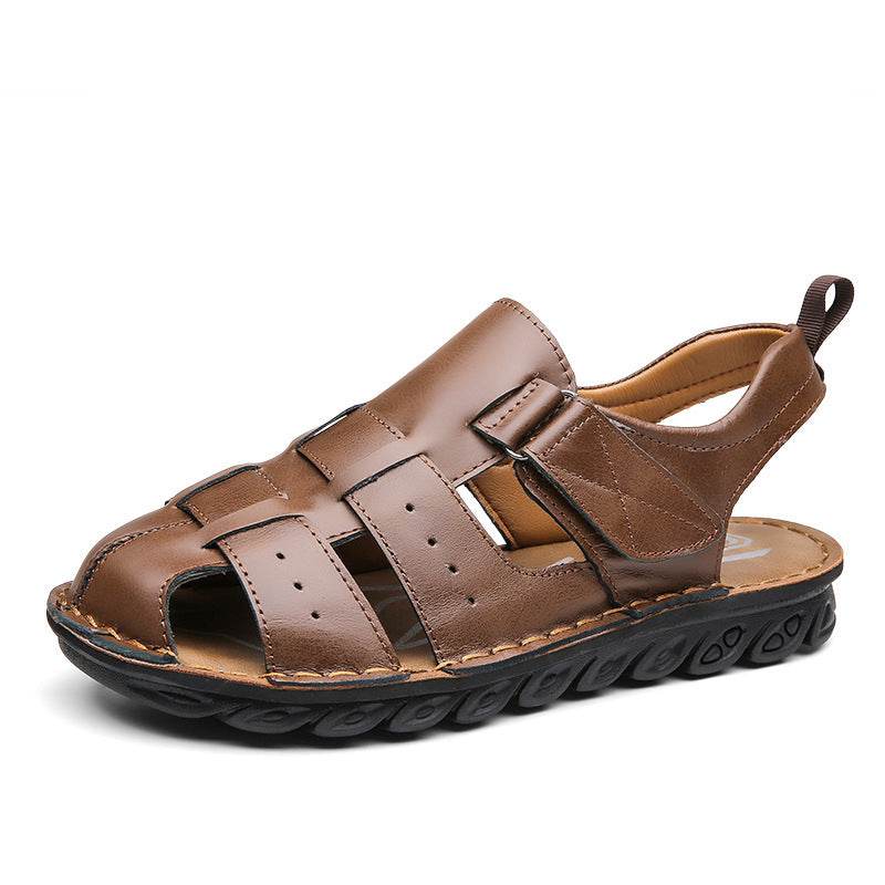Men's Leather Sandals Soft Bottom Non-slip - www.Shopthatapp.com
