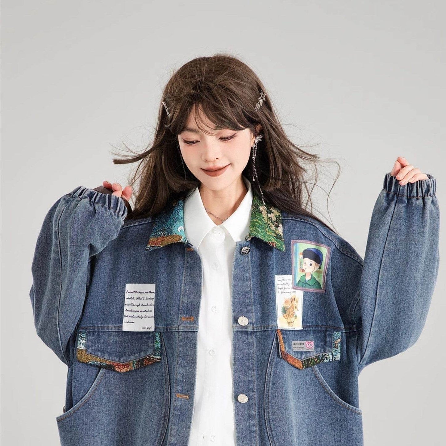 Artistic Denim Jacket For Women - www.Shopthatapp.com