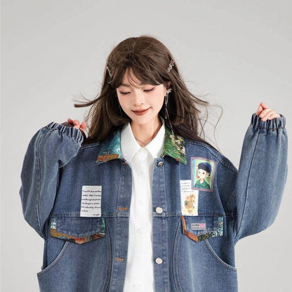 Artistic Denim Jacket For Women - www.Shopthatapp.com