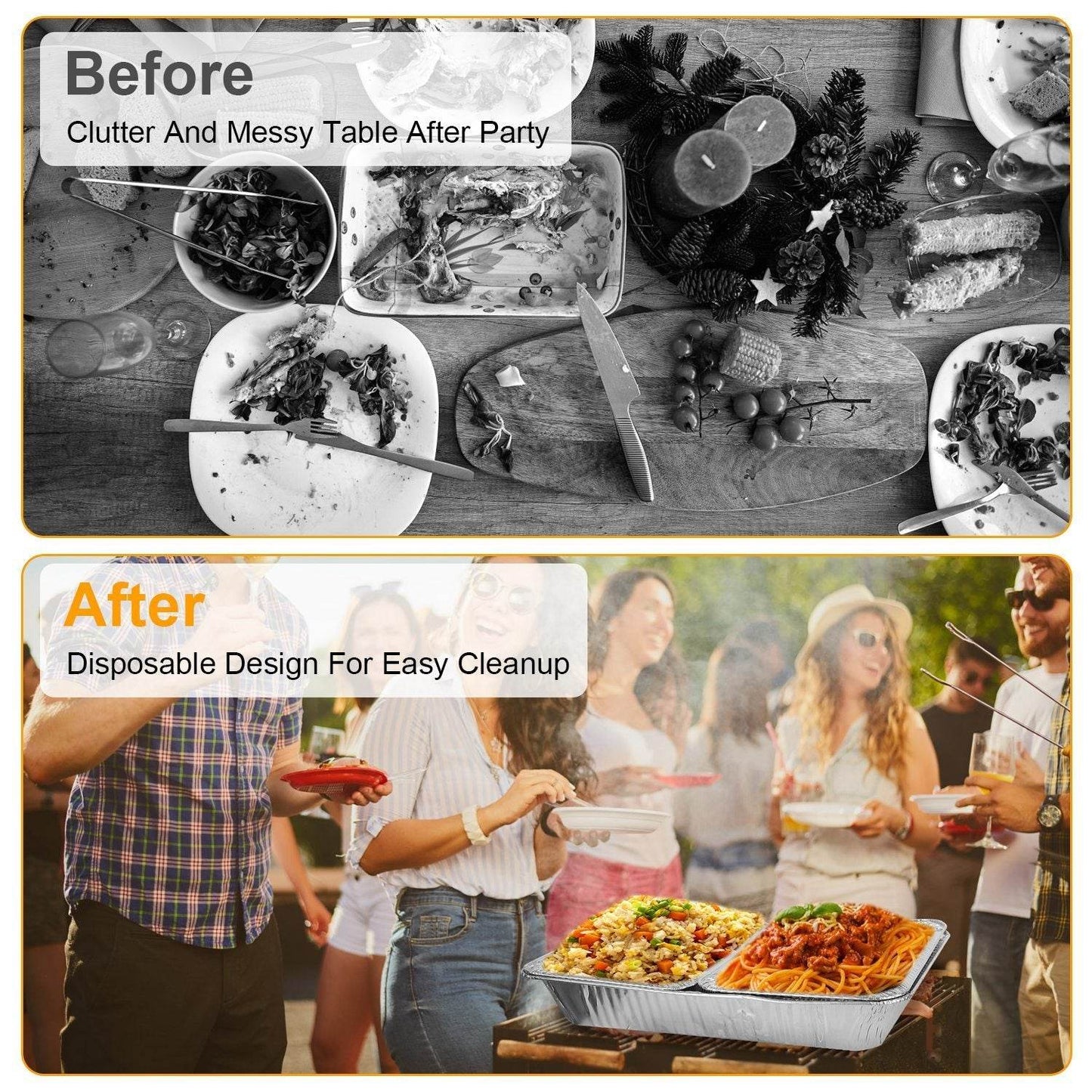 42Pcs Serve 6 Guests Disposable Chafing Dish Buffet Set Chafing Servers With Covers Spoons Forks Tongs Full-Size Pans Food Warmers For Parties Events Catering Supplies With Utensils And Lids - www.Shopthatapp.com