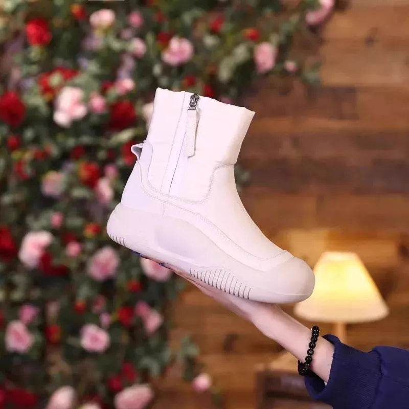 Winter Plush Snow Boots With Side Zipper Warm Thick-sole Non-slip Waterproof Short Shoes For Women - www.Shopthatapp.com