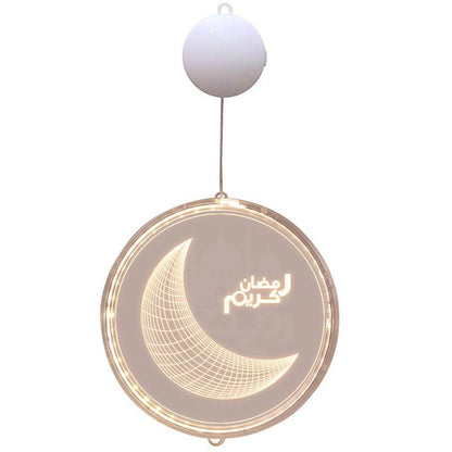 Acrylic Moon Castle Eid Al Fitr Ramadan Hanging Lamp Battery - www.Shopthatapp.com