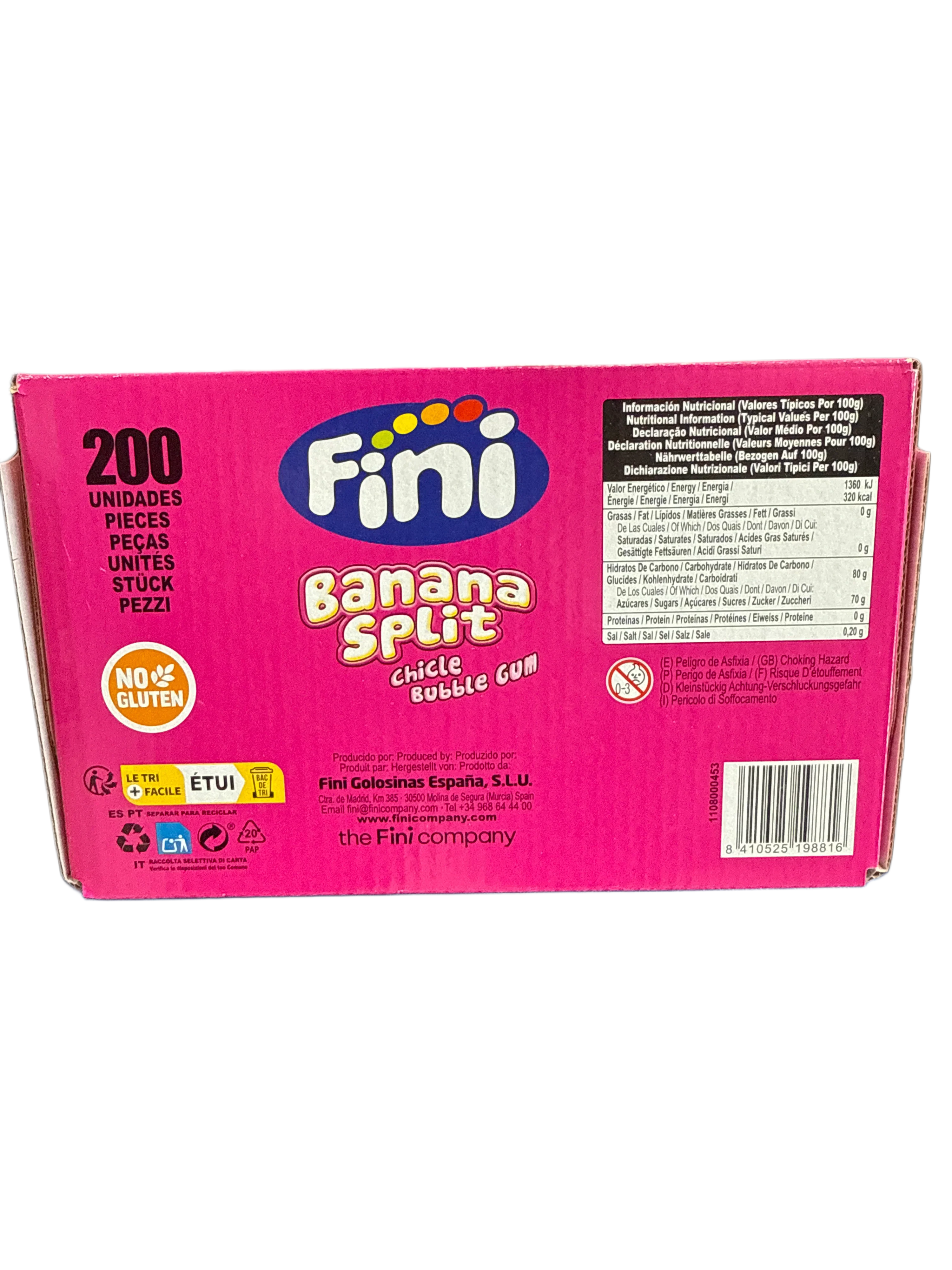 Fini Banana Split Bubble Gum 200 Individually Wrapped Pieces - U.K Edition - www.Shopthatapp.com