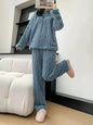 Autumn And Winter New Twist Zipper Couple Fleece-lined Thick Coral Fleece Pajamas Homewear Loungewear Sleepwear For Sleeping - www.Shopthatapp.com