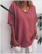Spring Summer Loose Short Sleeves cotton linen blouse top Women Summer Tops - www.Shopthatapp.com