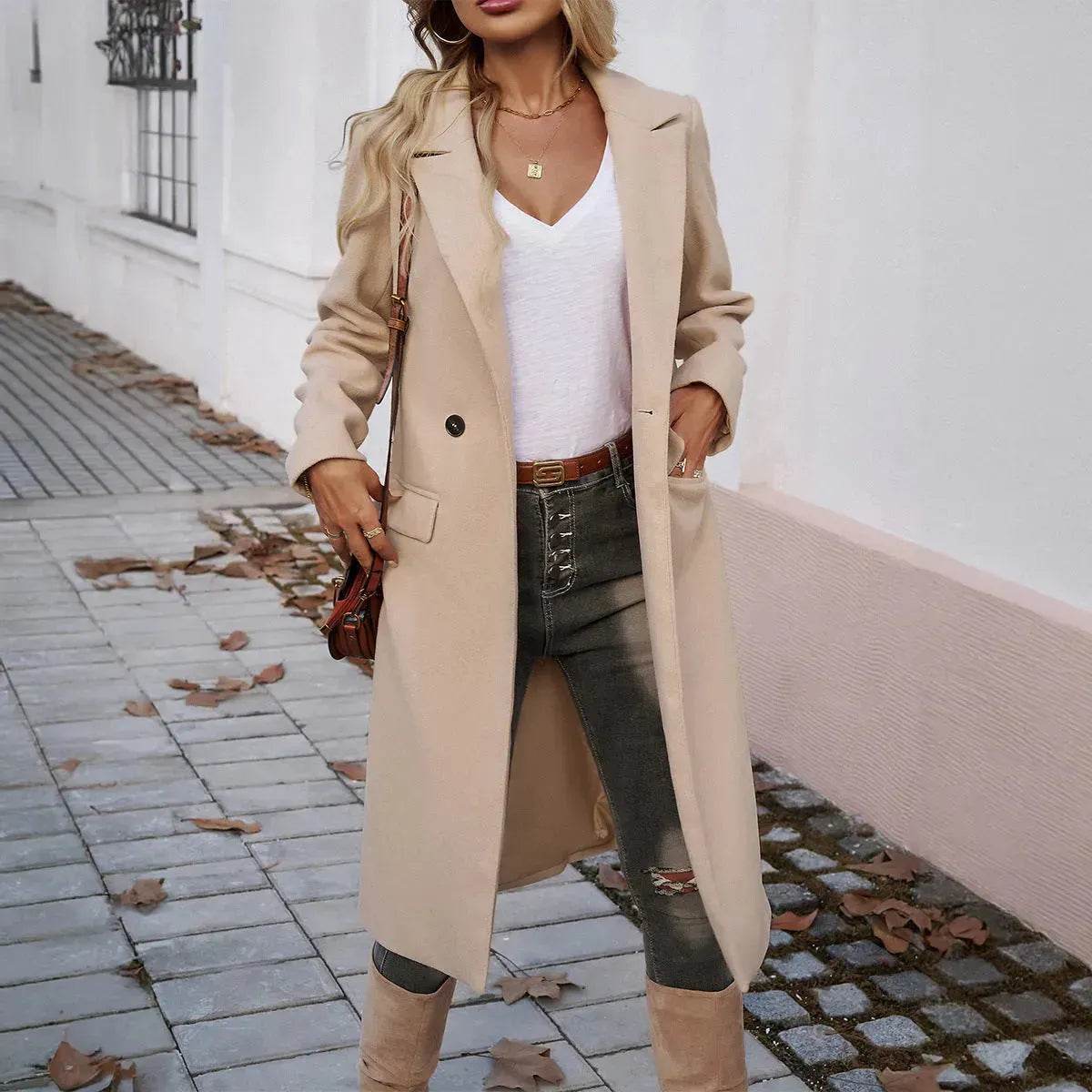 Winter Classy Lapel Trench Coat for women - www.Shopthatapp.com