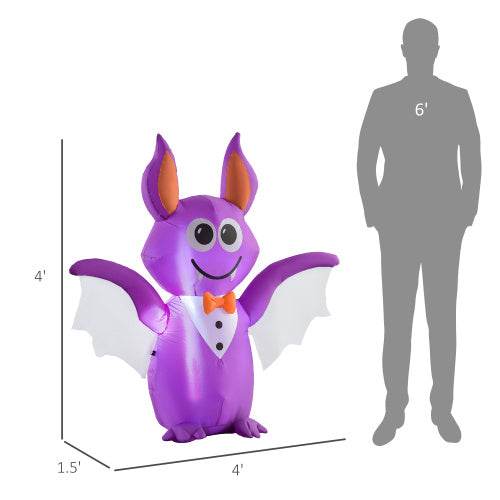 Outsunny 6ft Inflatable Halloween Decoration Bat, Blow Up Outdoor LED Yard Display, Waterproof - www.Shopthatapp.com