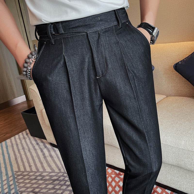 New Pure Color Casual Versatile Straight Leg Professional Business Work Trouser for men