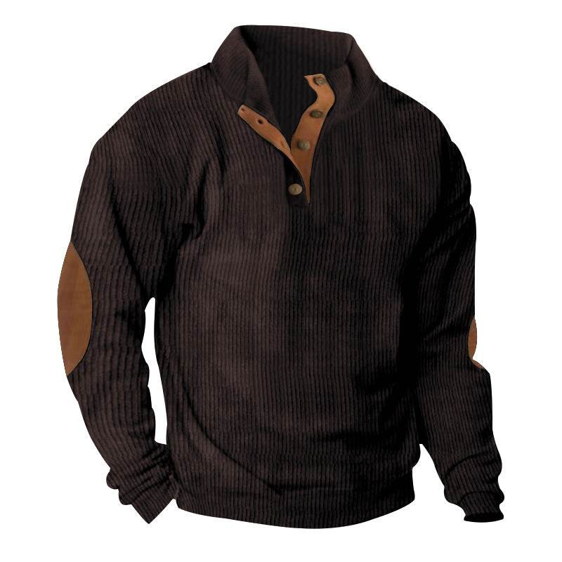 Corduroy Casual Stand Collar Long-sleeved Sweater men - www.Shopthatapp.com