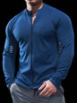Muscle Fit Long Sleeve Zip Up Quick Drying Sport Workout Gym T-shirt for Men - www.Shopthatapp.com