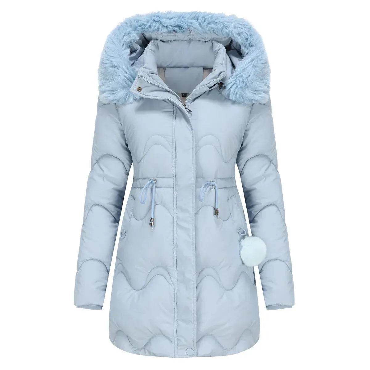 Autumn Winter Fur Collar cotton padded long winter jacket for women - www.Shopthatapp.com