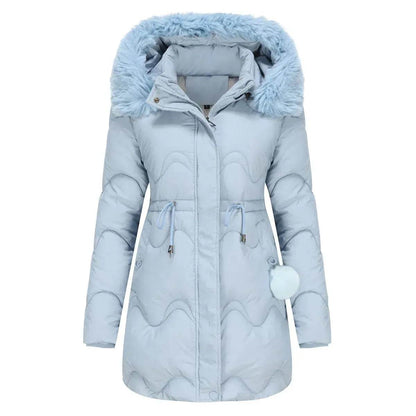 Autumn Winter Fur Collar cotton padded long winter jacket for women - www.Shopthatapp.com
