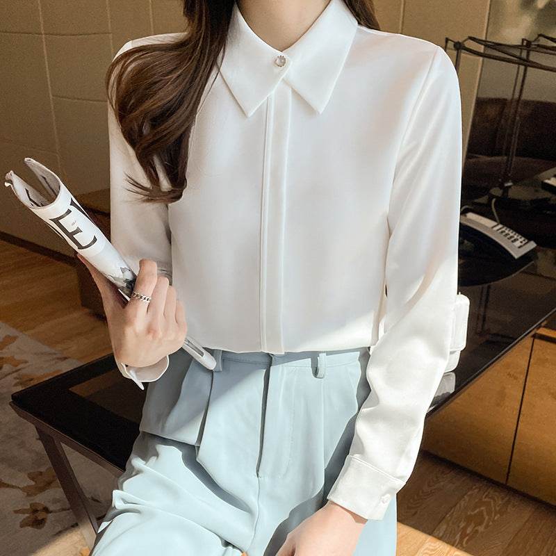 Formal Business Chiffon Blouse Women Long Sleeve White blouse shirt Tops - www.Shopthatapp.com
