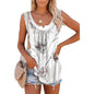 Casual Spring And Summer Tops Printed Sleeveless Pleating Vest T-shirt For Women - www.Shopthatapp.com