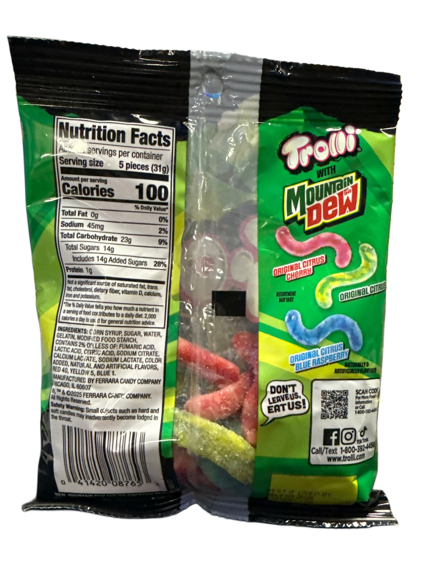 Trolli Limited Edition Mountain Dew Sour Brite Crawlers Gummi Candy 120G - U.S Edition