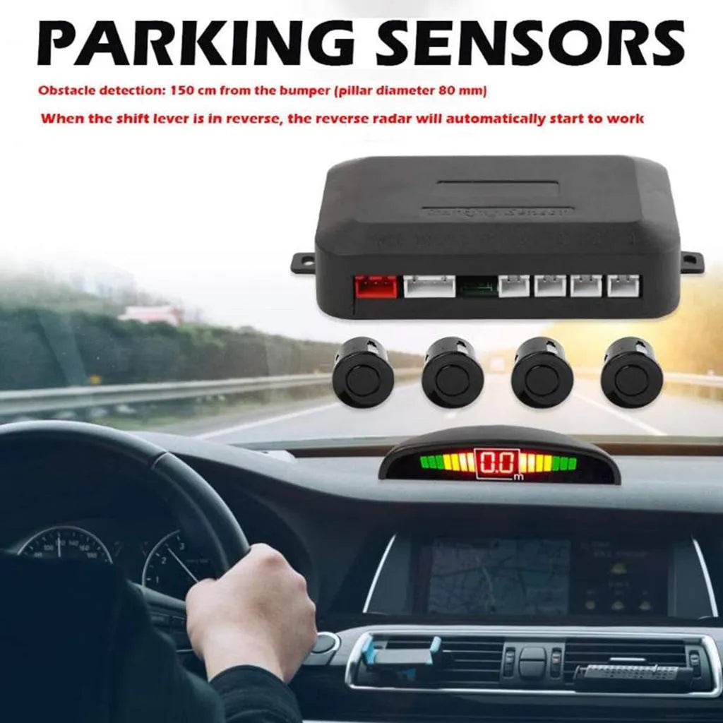 Auto Car LED Crescent Buzzer Radar Parking Sensor 4 Probes Car Camera - www.Shopthatapp.com