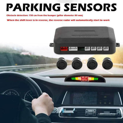 Auto Car LED Crescent Buzzer Radar Parking Sensor 4 Probes Car Camera - www.Shopthatapp.com