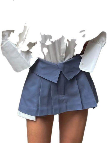 European And American Style College Style High Waist Mini Pleated Skirt - www.Shopthatapp.com