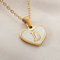 26 Letter Heart-shaped Necklace White Shell Love Clavicle Chain Fashion Personalized Necklace For Women Jewelry Valentine's Day - www.Shopthatapp.com