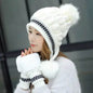 Women Cozy Knit Fleece-Feel Beanie With Ear Flaps Winter Hat Perfect For Skiing & Outdoor Activities - www.Shopthatapp.com