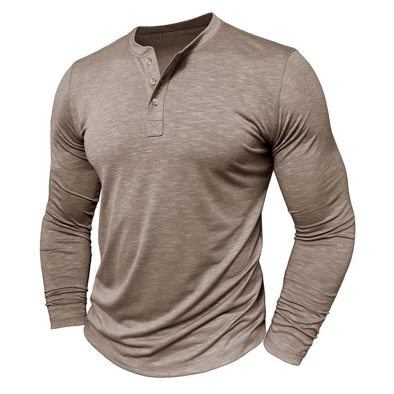 Men's Long-sleeved Henry Collar T-shirt - www.Shopthatapp.com