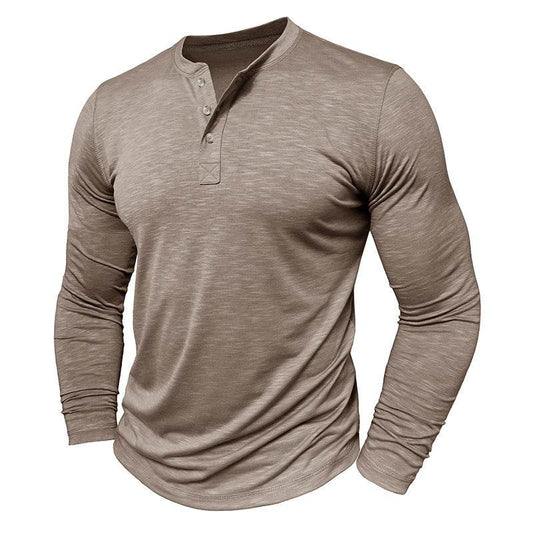 Men's Long-sleeved Henry Collar T-shirt - www.Shopthatapp.com