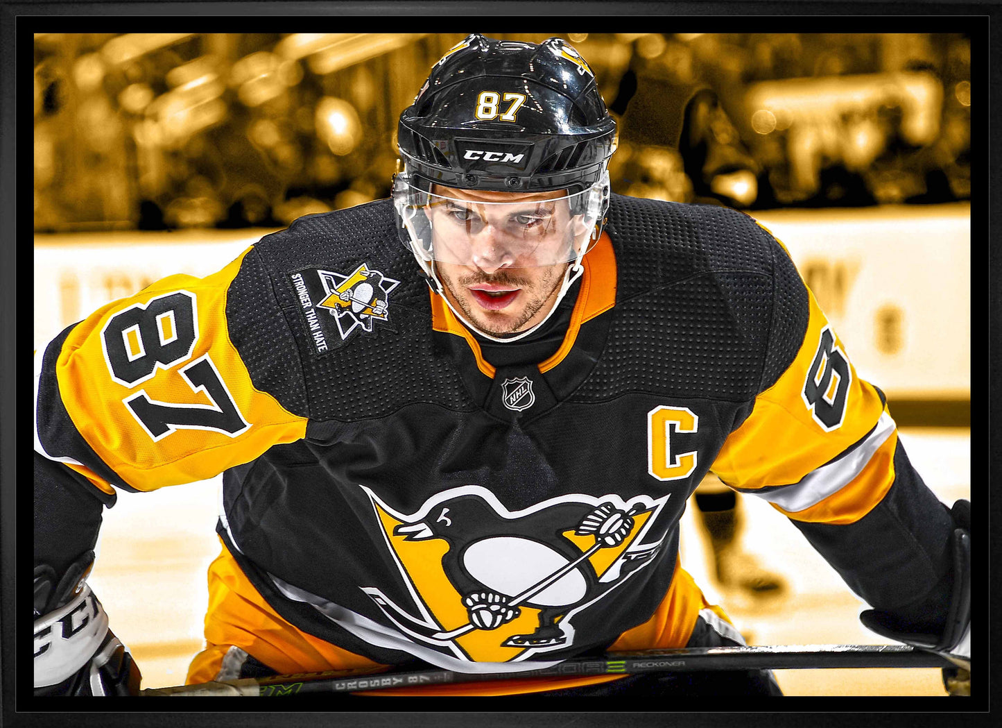 Sidney Crosby Pittsburgh Penguins Framed 20x29 Face-Off Close-Up Canvas - www.Shopthatapp.com