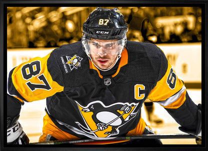 Sidney Crosby Pittsburgh Penguins Framed 20x29 Face-Off Close-Up Canvas - www.Shopthatapp.com