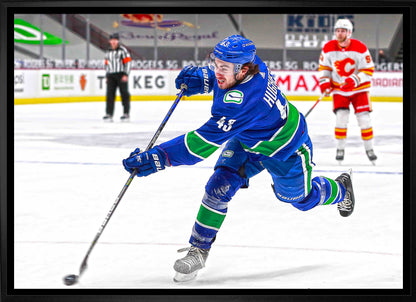Quinn Hughes Vancouver Canucks Framed 20x29 Shooting Canvas - www.Shopthatapp.com