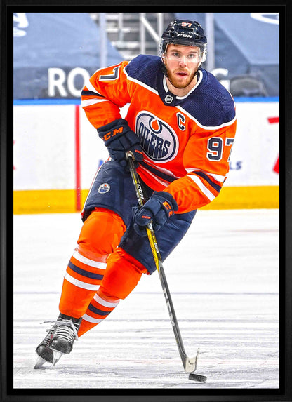 Connor McDavid Edmonton Oilers Framed 20x29 Skating Canvas - www.Shopthatapp.com