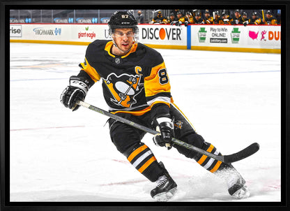 Sidney Crosby Pittsburgh Penguins Framed 20x29 Action Canvas - www.Shopthatapp.com