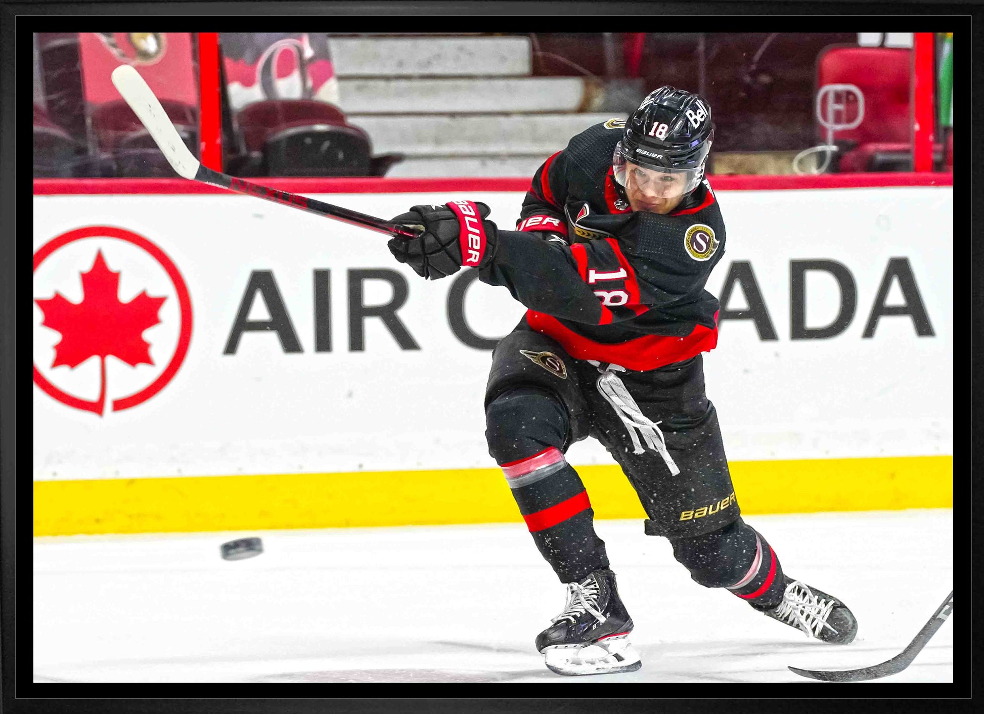 Tim Stutzle Ottawa Senators Framed 20x29 Shooting Canvas - www.Shopthatapp.com