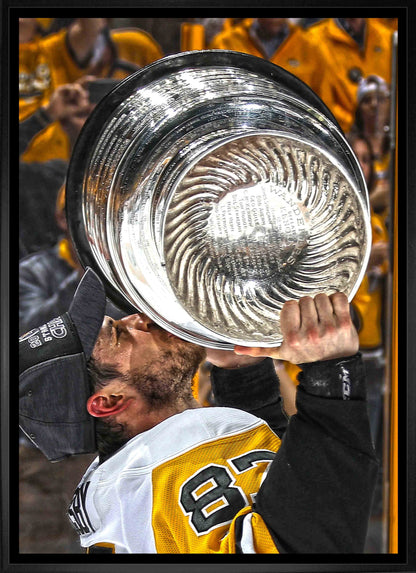 Sidney Crosby Pittsburgh Penguins Framed 20x29 Kissing Cup Canvas - www.Shopthatapp.com